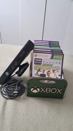 Sensor Kinect XBox 360 + 8 jogos + Caixa estojo. 