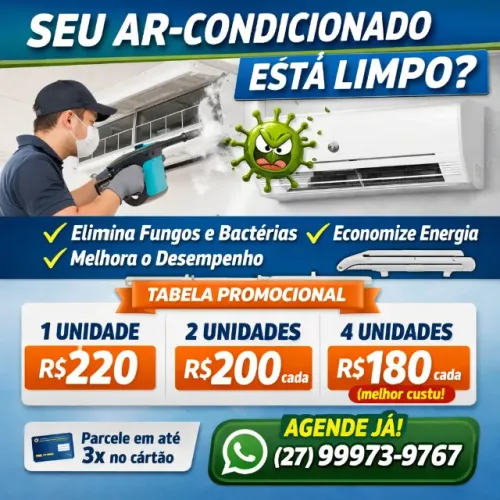 PROMOÇÃO HOJE! Limpeza de Ar Split com Desconto