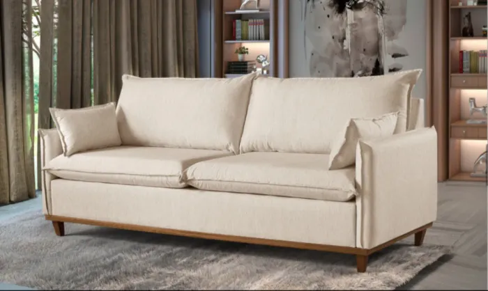 Sofá Fixo 2,20 Com Pillow Top Pés Madeira Maciça NOVO