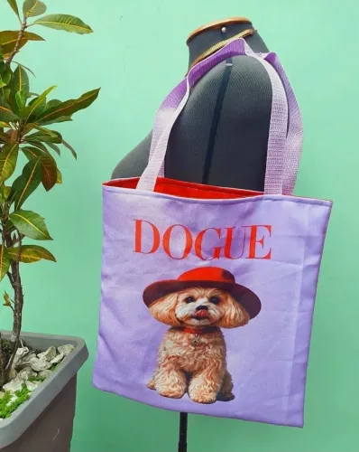 Bolsa Ecológica/ Ecobag Artesanal Média, Dog Fashion