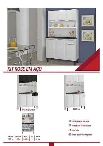 Armário de cozinha Rose l3G1.  MEDIDAS  180x1.05m.