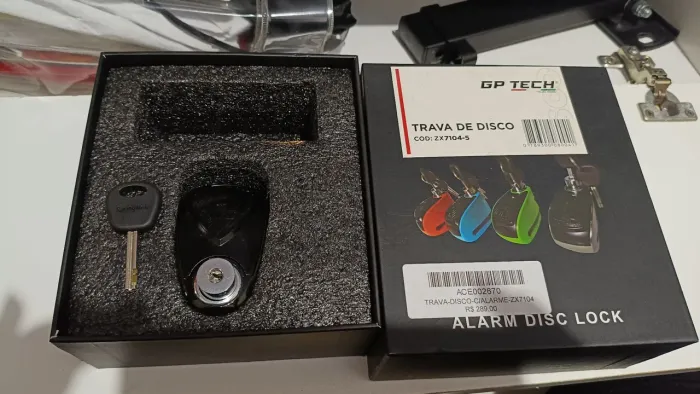 Trava com alarme de disco para moto