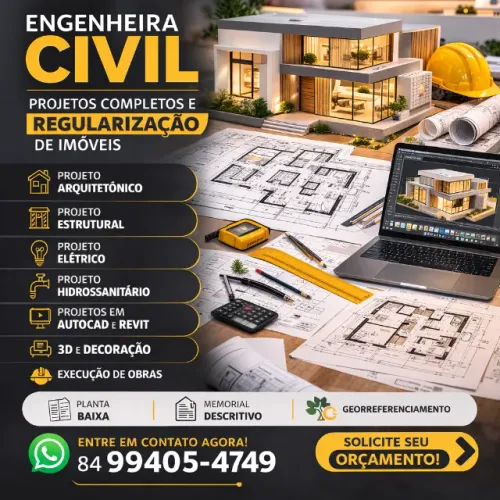 PROJETOS COMPLETOS PARA SUA OBRA | ARQUITETONICO, ESTRUTURAL 3D E OUTROS 