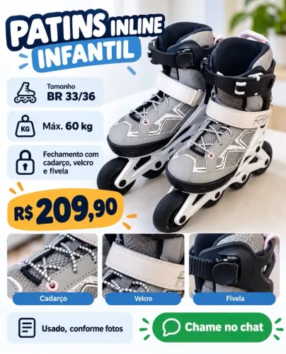 Patins Inline Esportivo - Cinza e Branco