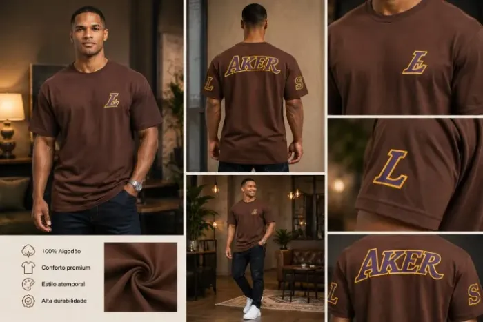 CAMISETA OVERSIZED 100% ALGODÃO MALHA SUEDINE - COR: MARROM - TAMANHO: G