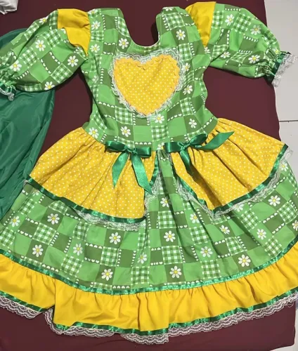 Vestido festa junina tema copa do mundo 