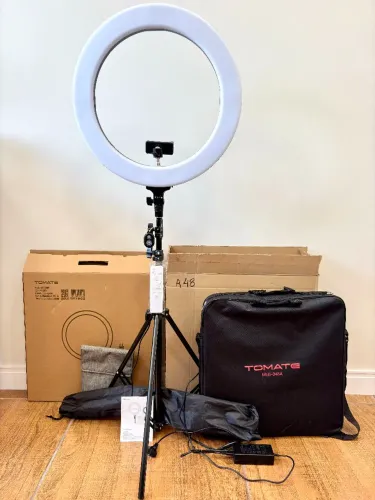 Ring Light Tomate MLG-048A de 48cm e 19"pol, 2700k a 5500k com dimmer e acessórios