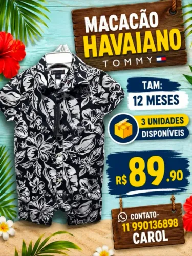 Macacão bebê estilo Havaiano Tommy original novo.