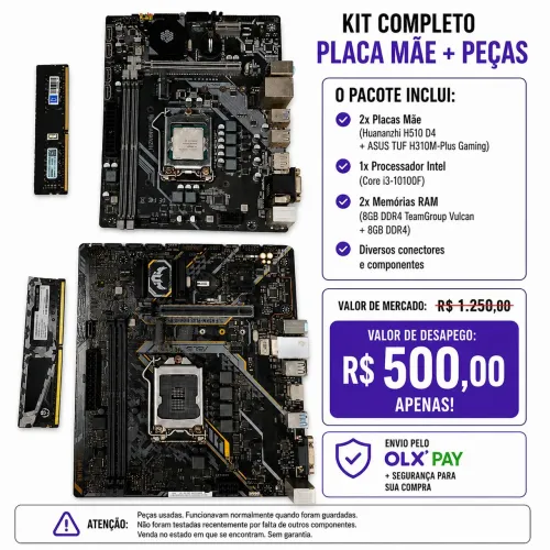 Peças para PC 16GB DDR4 + i3 10ª Geração + 2 Placas-mãe | Desapego
