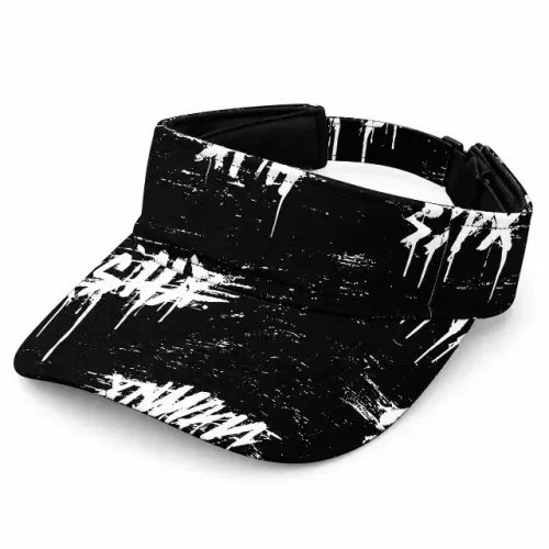 Viseira Esportiva Unissex Preta e Branca Estampada Estilo Streetwear Aba Curva Ajustável