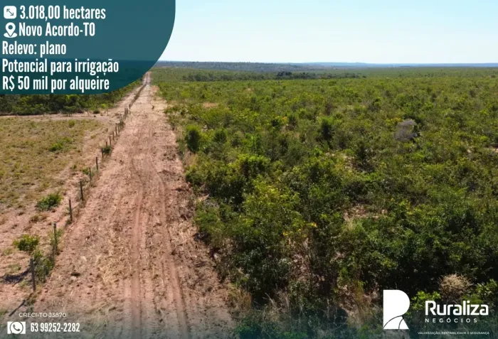 FAZENDA COM LICENÇA PARA PIVÔ | 624 ALQUEIRES | ALTO POTENCIAL AGRÍCOLA