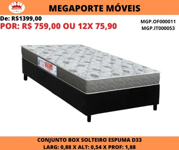 Conjunto Box Solteiro Espuma D33 Comfortpedic