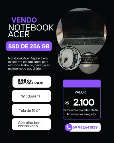 Vendo notebook Acer