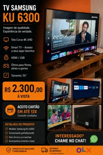 Tv Samsung 55 tela curva ku 6300 