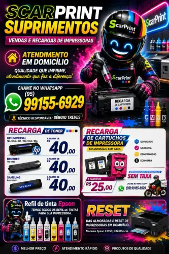 Suprimentos vendas e recargas de impressoras
