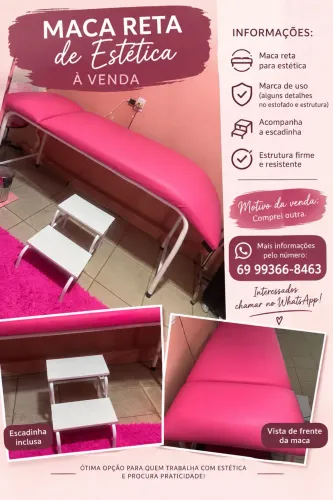 Vende-se essa maca reta de estética
