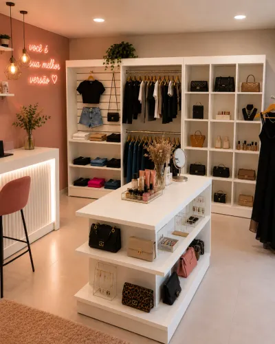 Loja Feminina - Móveis Expositores Para Lojas de Roupas Bijuterias Perfumes Bolsas Etc...