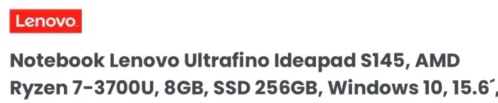Notebook Lenovo Ideapad S145 AMD SSD