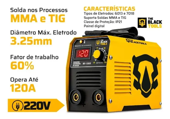 Máquina Inversora De Solda Mma Mi150d 120a voltagem 220v;
