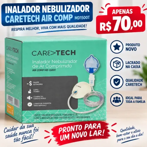 Inalador Nebulizador Caretech Air Comp MD1500T NOVO LACRADO