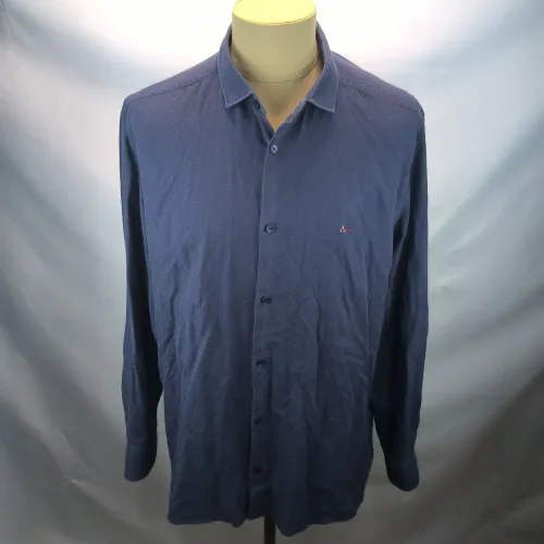 Camisa Aramis algodão egípcio XGG azul marinho texturizada