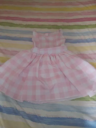 Vestido Infantil Festa Rosa E Branco Xadrez Vichy Luxo Com Saiote Armação
