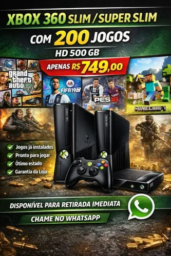 XBOX 360 + 200 jogos GTA V outros aceito cartão 