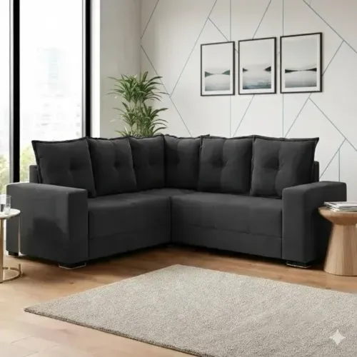 Promoção sofa de canto linhares cinza veludo