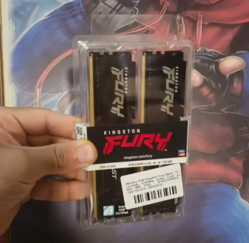 memoria ram 2x16gb kingston fury beast 5200mhz ddr5 nova lacrada com nota e garantia