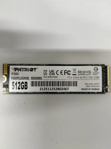 SSD M.2 NVMe Patriot P300 512GB PCIe Gen3 x4 - Excelente Estado