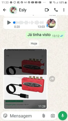 Interface de áudio usb 