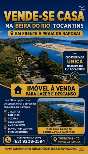 Casa Beira Rio, em frente à Praia da Raposa!