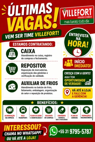 Operador de Caixa / Repositor / Aux. de Frios - Bairro Serrano