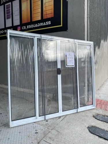 JANELA DE ALUMÍNIO BRANCO 4F 1.00X1.20 - LINHA MODULAR REFORÇADA