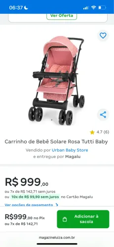 Carrinho de bebê feminino tuti baby 
