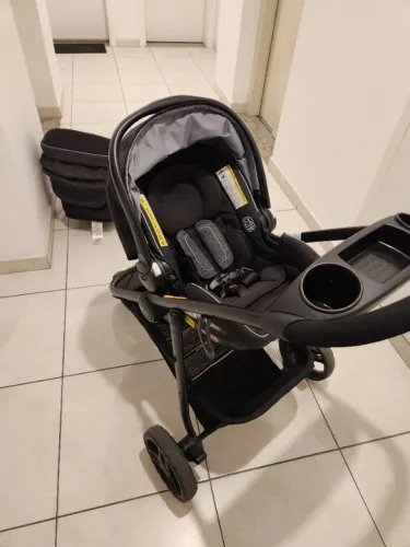 Carrinho de Bebê Graco Travel System 3 Rodas + Bebê Conforto + Moisés - Excelente Estado