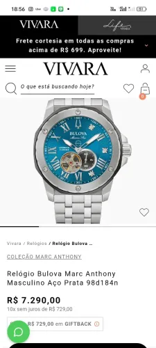 Relógio bulova marine star impecável pouco uso