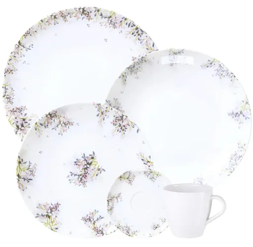 Aparelho de Jantar Tramontina Fogli em Porcelana Decorada 20 Peças