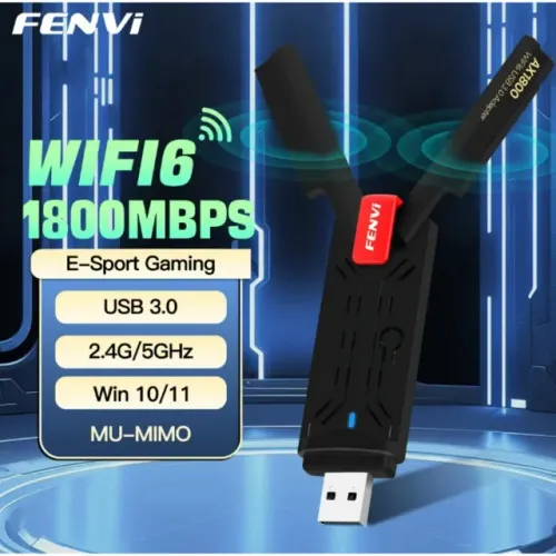 Adaptador USB Wi-Fi 6 Fenvi AX1800 Dual Band 2.4/5GHz 1200Mbps