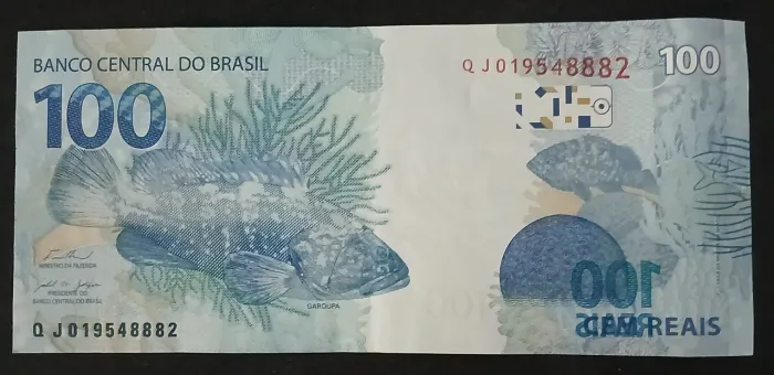 Nota original de 100 reais com tinta vazada em perfeito estado
