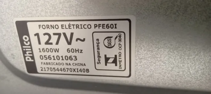 Forno eletrico philco mod. PFE60L 127V