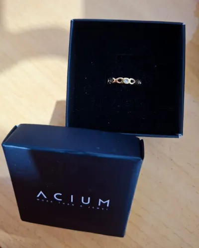 Anel Acium ouro branco banhado a ouro 18k
