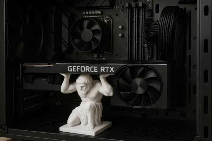 (Sob Encomenda) Suporte para GPU Atlas - Estátua - tamanho personalizável 