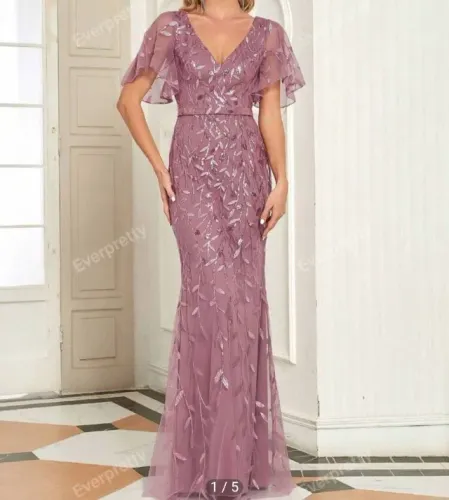 Vestido de festa - Rosa queimado com brilhos