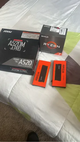 Processadore ryzen 7500x memória husky 2x 8gb placa mãe msi a520m pro
