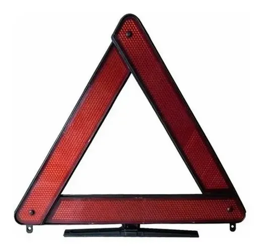 Triângulo De Sinalização Automotivo Mhs Com Suporte 45cm Plástico