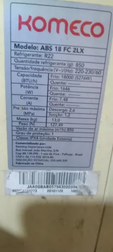 Ar condicionado  18.000  BTU 