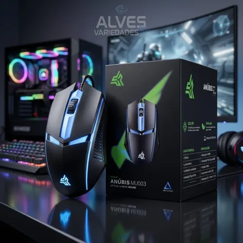 Mouse Gamer USB Knup Anúbis MU003 Com LED Decorativo Para PC E Not