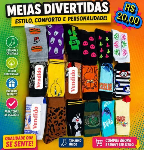 Meias divertidas adulto e infantil 