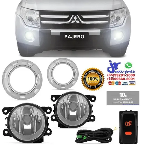 Kit Farol de Milha Pajero Full 07 a 09 Botão Formato Original